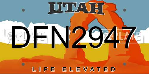 DFN2947 Utah License Plate