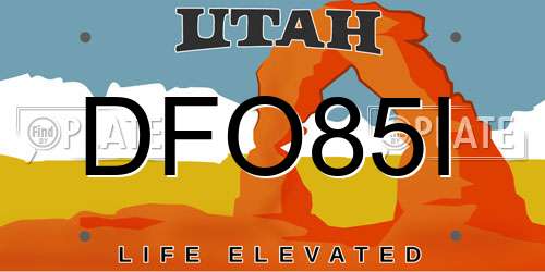 DFO85I Utah License Plate