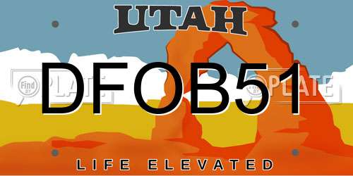 DFOB51 Utah License Plate
