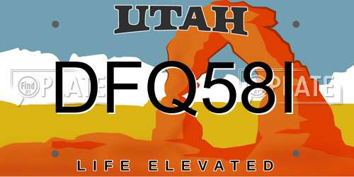 DFQ58I Utah License Plate