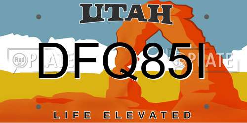 DFQ85I Utah License Plate