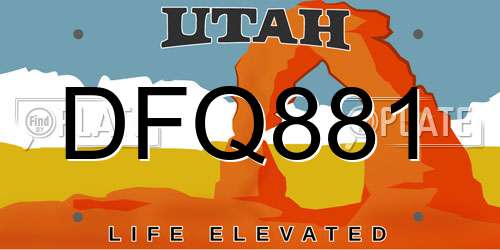 DFQ881 Utah License Plate