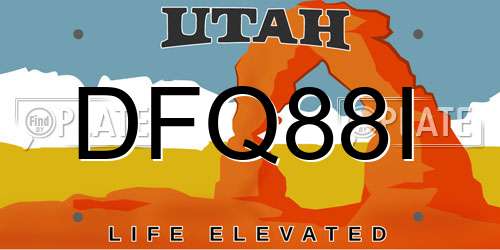 DFQ88I Utah License Plate