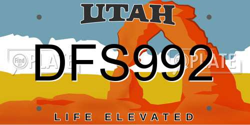 DFS992 Utah License Plate