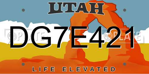 DG7E421 Utah License Plate