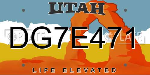 DG7E471 Utah License Plate