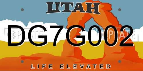 DG7G002 Utah License Plate