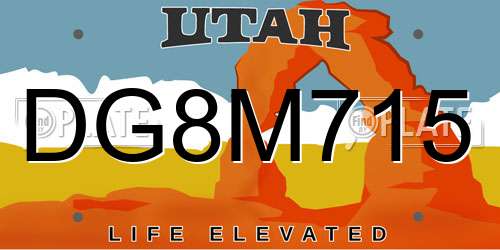 DG8M715 Utah License Plate