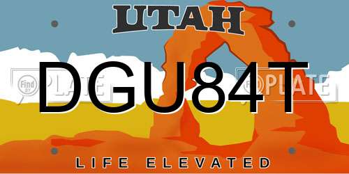 DGU84T Utah License Plate