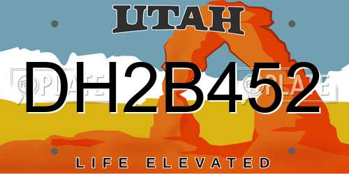 DH2B452 Utah License Plate