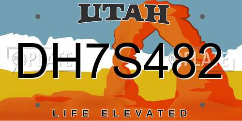 DH7S482 Utah License Plate