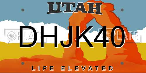 DHJK40 Utah License Plate