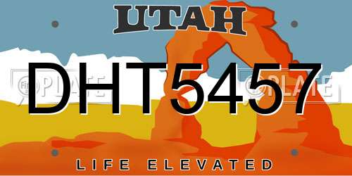 DHT5457 Utah License Plate