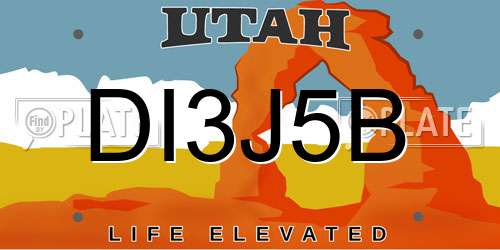 DI3J5B Utah License Plate
