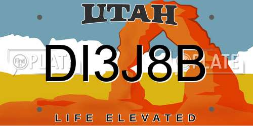 DI3J8B Utah License Plate