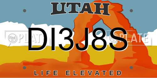 DI3J8S Utah License Plate