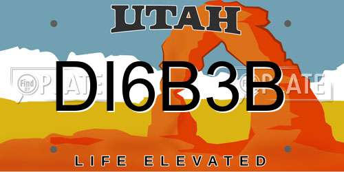 DI6B3B Utah License Plate
