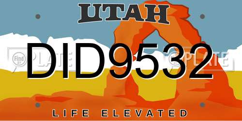 DID9532 Utah License Plate
