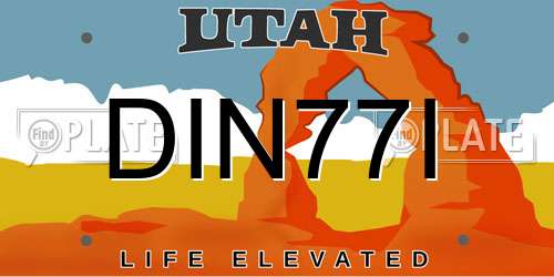 DIN77I Utah License Plate