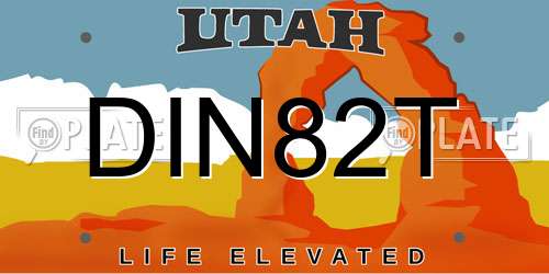 DIN82T Utah License Plate