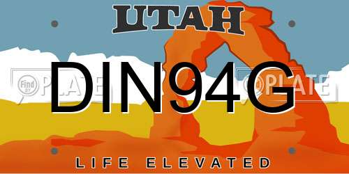 DIN94G Utah License Plate
