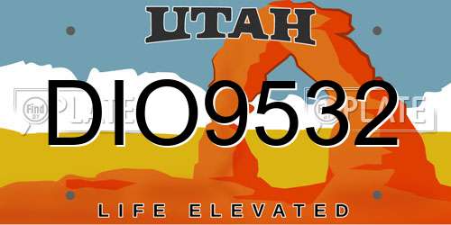 DIO9532 Utah License Plate