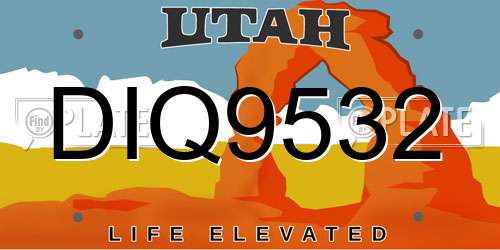 DIQ9532 Utah License Plate
