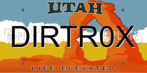 DIRTR0X Utah License Plate