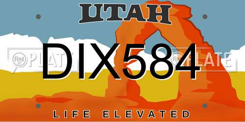 DIX584 Utah License Plate