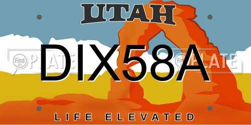 DIX58A Utah License Plate