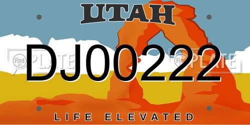 DJ00222 Utah License Plate