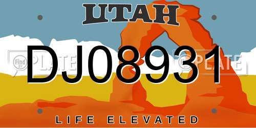 DJ08931 Utah License Plate