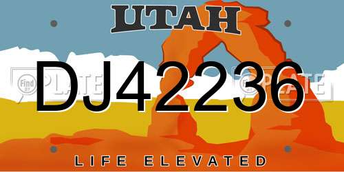 DJ42236 Utah License Plate