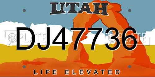 DJ47736 Utah License Plate