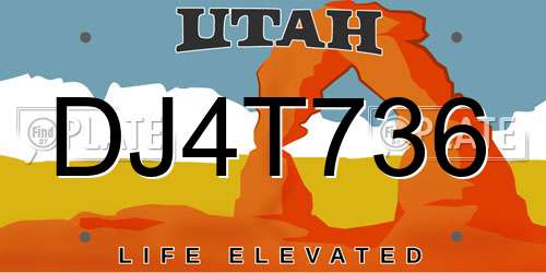 DJ4T736 Utah License Plate