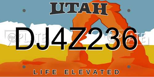 DJ4Z236 Utah License Plate