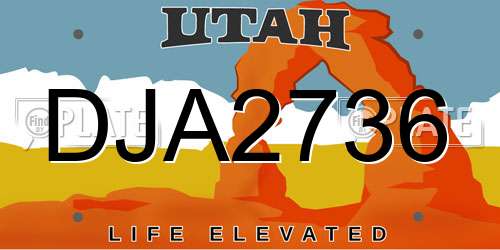DJA2736 Utah License Plate