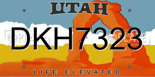 DKH7323 Utah License Plate