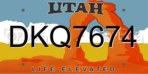 DKQ7674 Utah License Plate