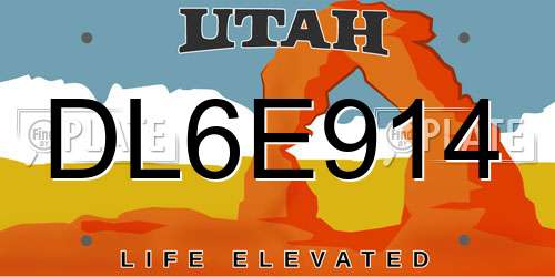 DL6E914 Utah License Plate