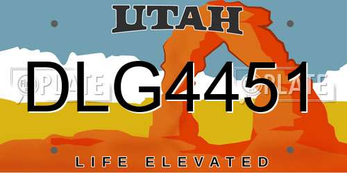 DLG4451 Utah License Plate