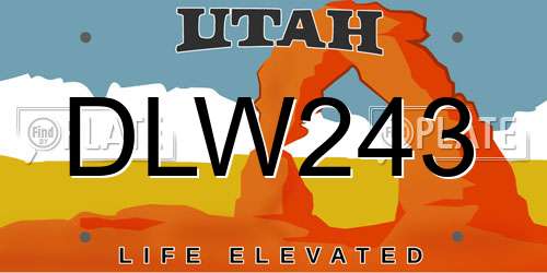 DLW243 Utah License Plate