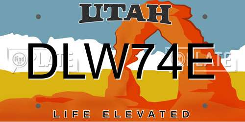 DLW74E Utah License Plate