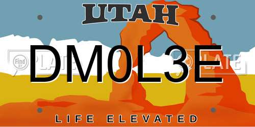 DM0L3E Utah License Plate
