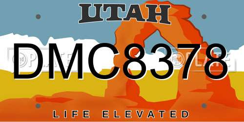 DMC8378 Utah License Plate