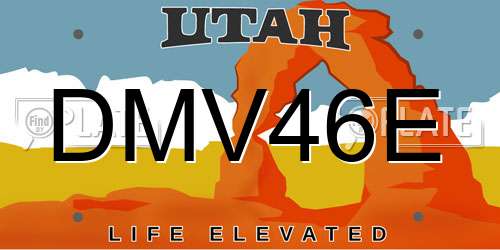 DMV46E Utah License Plate