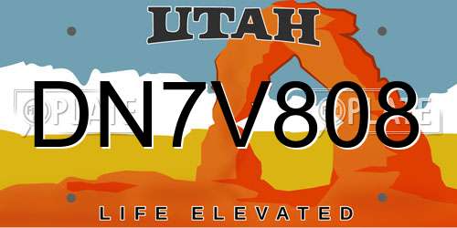DN7V808 Utah License Plate