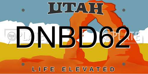 DNBD62 Utah License Plate
