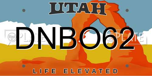 DNBO62 Utah License Plate