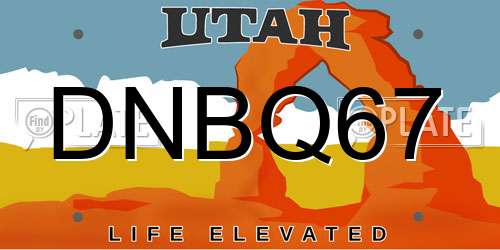 DNBQ67 Utah License Plate